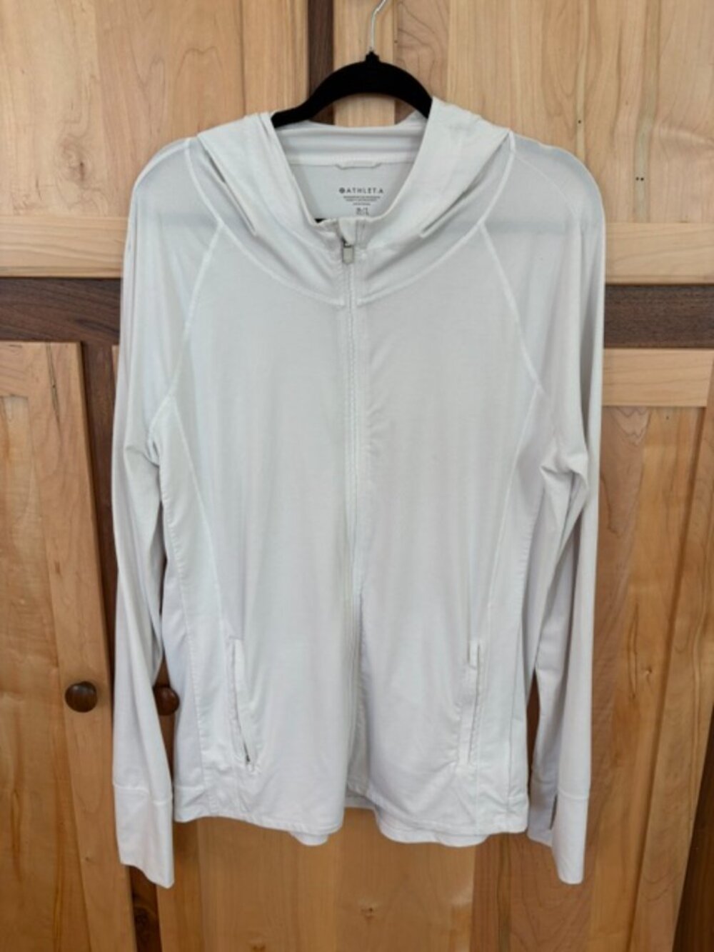 Athleta White Hooded Full Zipper Jacket - XL - Picture 1 of 7